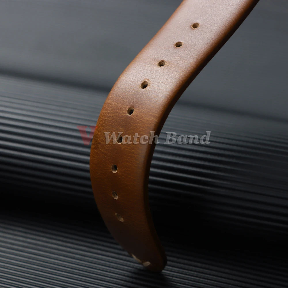Cowhide Watch Strap 18mm 20mm 22mm for Samsung Galaxy Watch 3/4/5/6/7 Vintage Dark Brown Quick Release Bracelets Business Bands