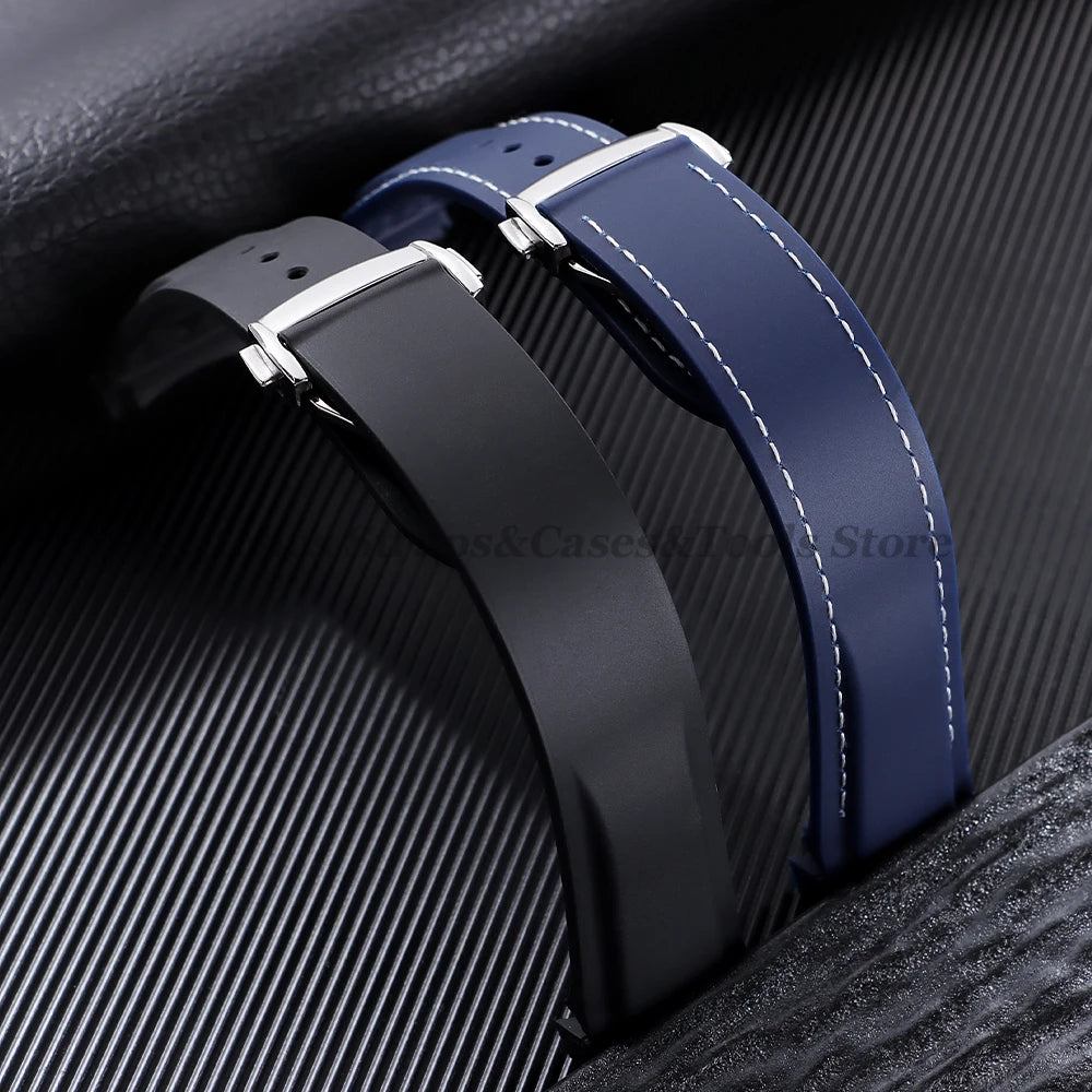 20mm 22mm Soft Rubber Watchband for Omega for Seamaster 300 for Speedmaster Planet Ocean Bands Silicone Waterproof Sport Straps