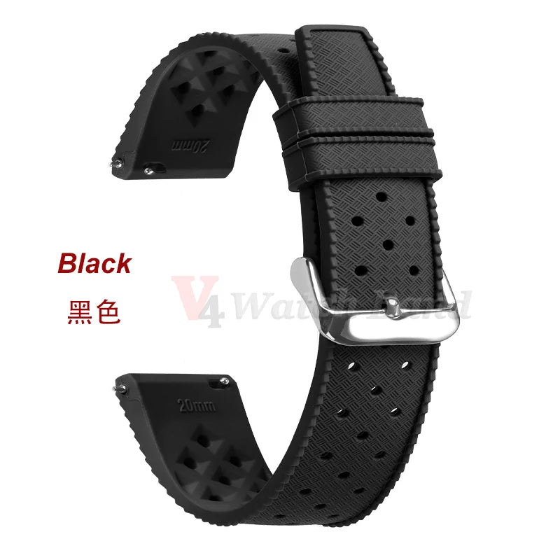 Premium Grade Tropical Rubber Watchband Strap 18mm 20mm 22mm  for Seiko SRP7J1 Watch Bands for Omega for Rolex Diving Waterproof