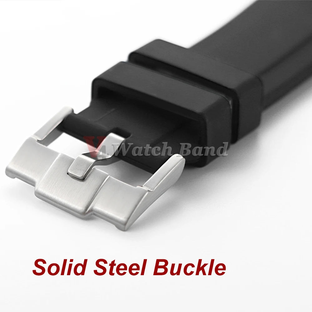 20mm 22mm Curved End Silicone Strap for Rolex for Omega for MoonSwatch Stainless Steel Gold Buckle Rubber Replacement Watch Band