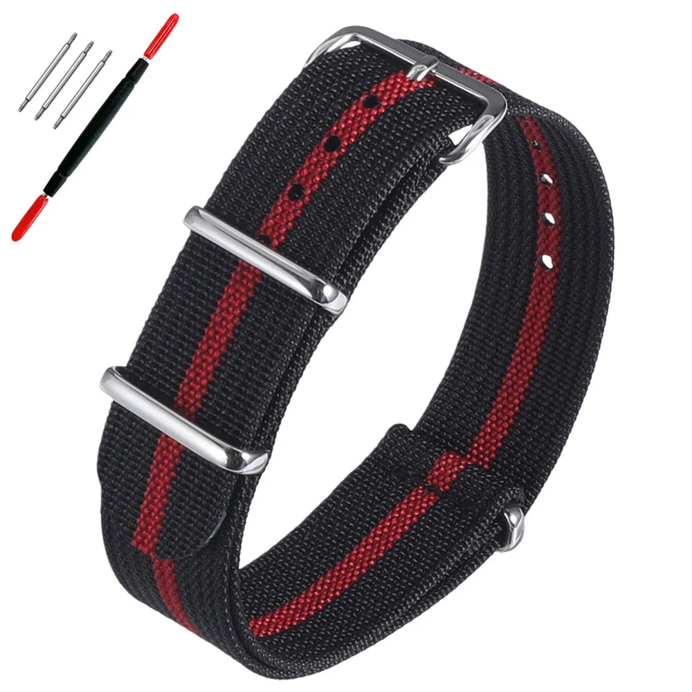 16mm 18mm 19mm 20mm 22mm 24mm Nylon Ribbed Watch Strap Band Military Casual Watchband Sport Bracelet Replacement Belt For Men