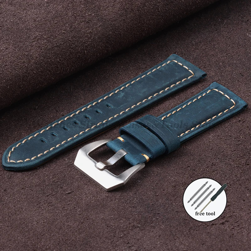 Vintage Genuine Leather Watch Bands for Panerai for Seiko for Omega Cowhide Bracelet Men's Women Accessories 20mm 22mm 24mm 26mm