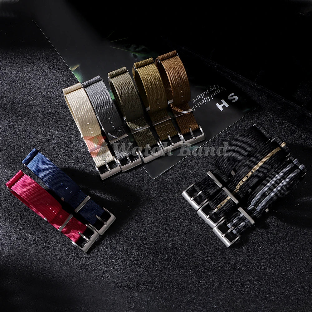 Ribbed Nylon Watch Band  for Seiko 18mm 20mm 22mm Comfortable Watch Straps Loop Military Washable Blet for Rolex Men Watchbands