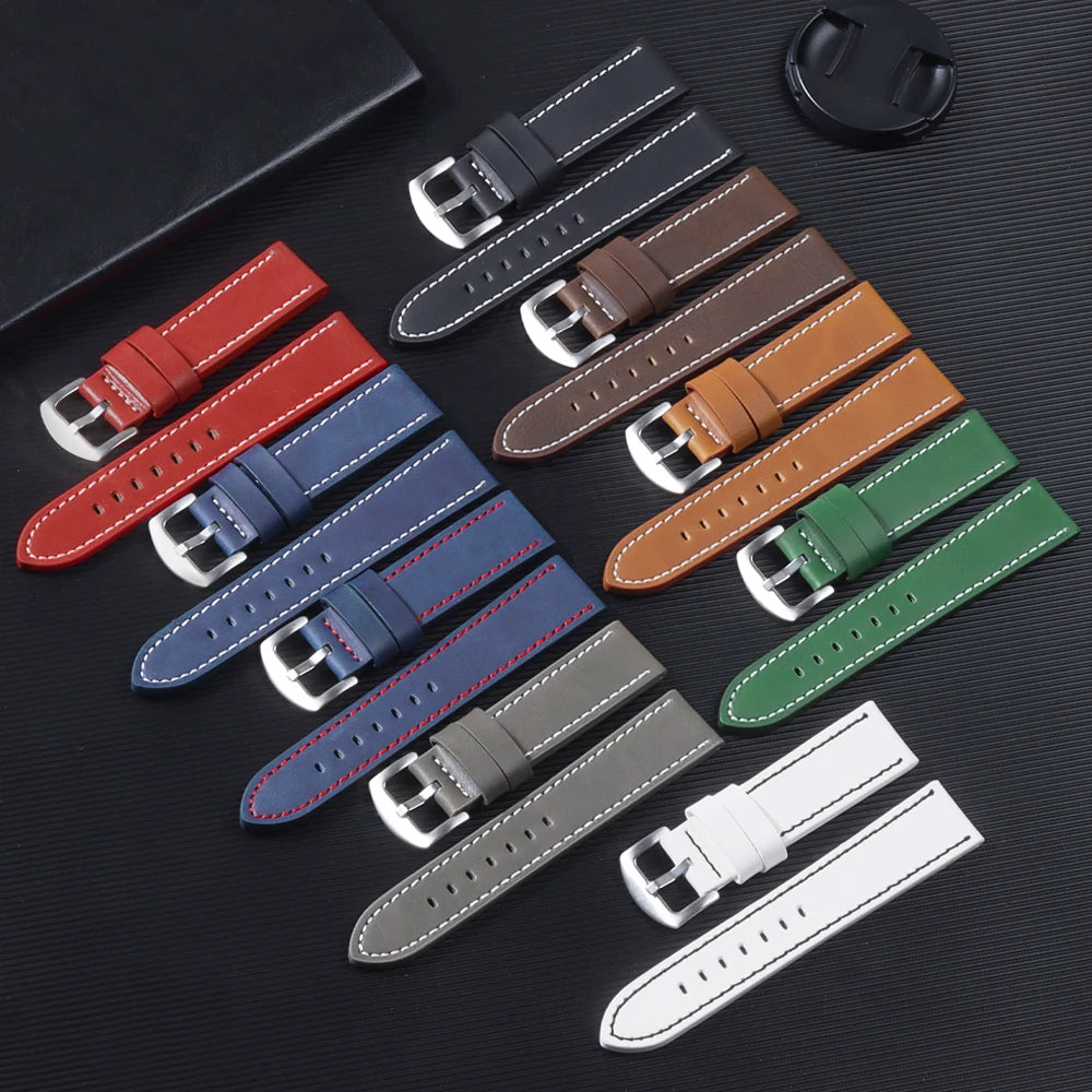 18mm 20mm 22mm 24mm Geniune Retro Calfskin Leather Watchband Sport Vintage Yellow Brown Wrist Strap for Samsung for Huawei