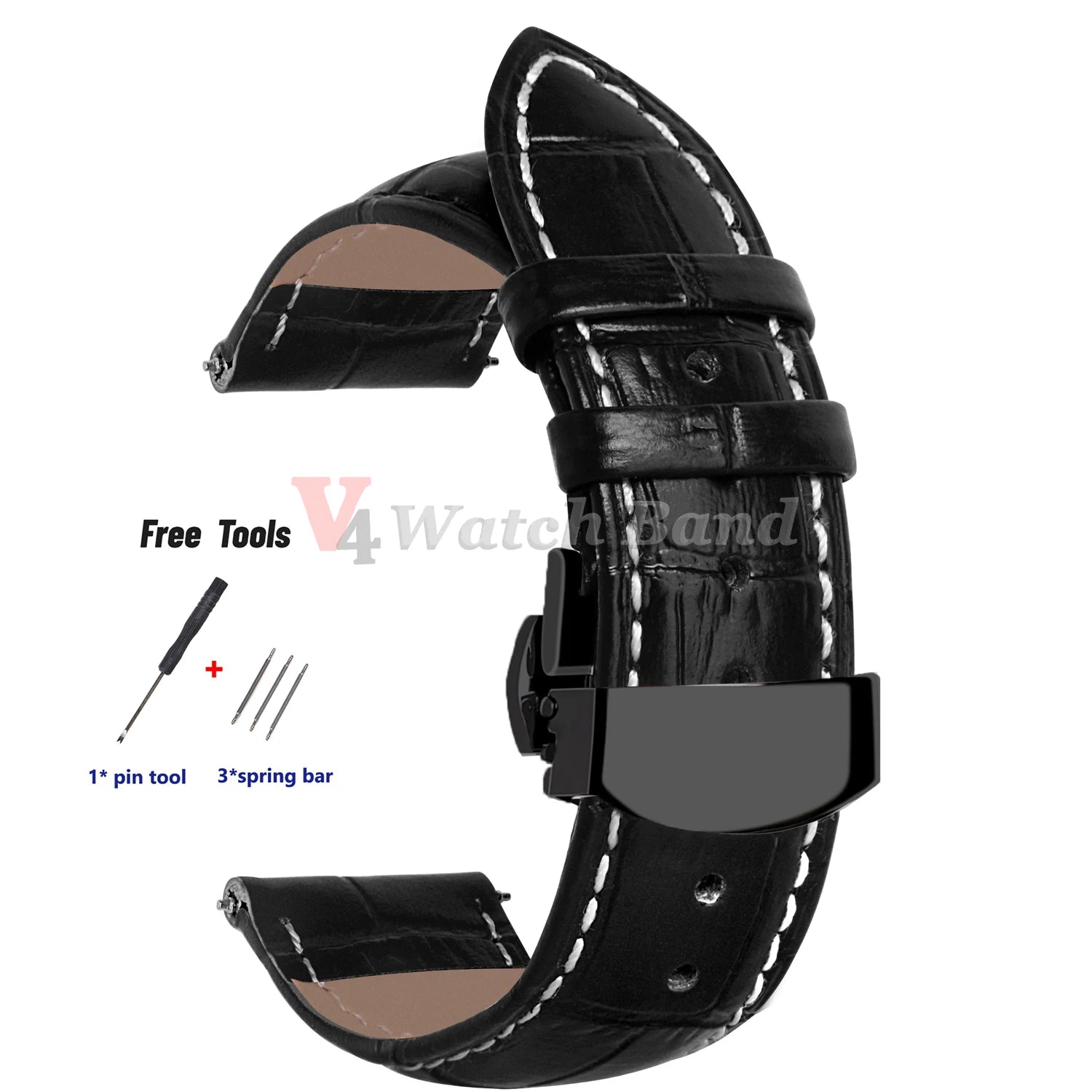 18mm 20mm 22mm 24mm Genuine Leather Watchband Crocodile Pattern Straps Men Women Replacement Universal Bracelet