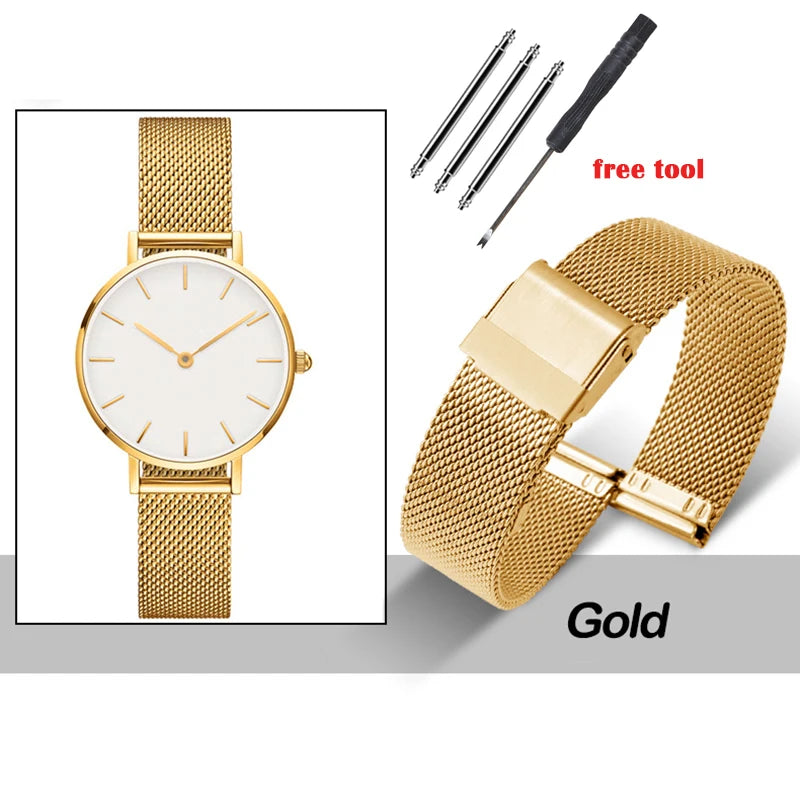 8/10/12/13/14/15/16/17/18/19/20/21/22/24mm Straps for Seiko 0.6mm Mesh Milanese Watch Band for DW Stainless Steel Wrist Bracelet