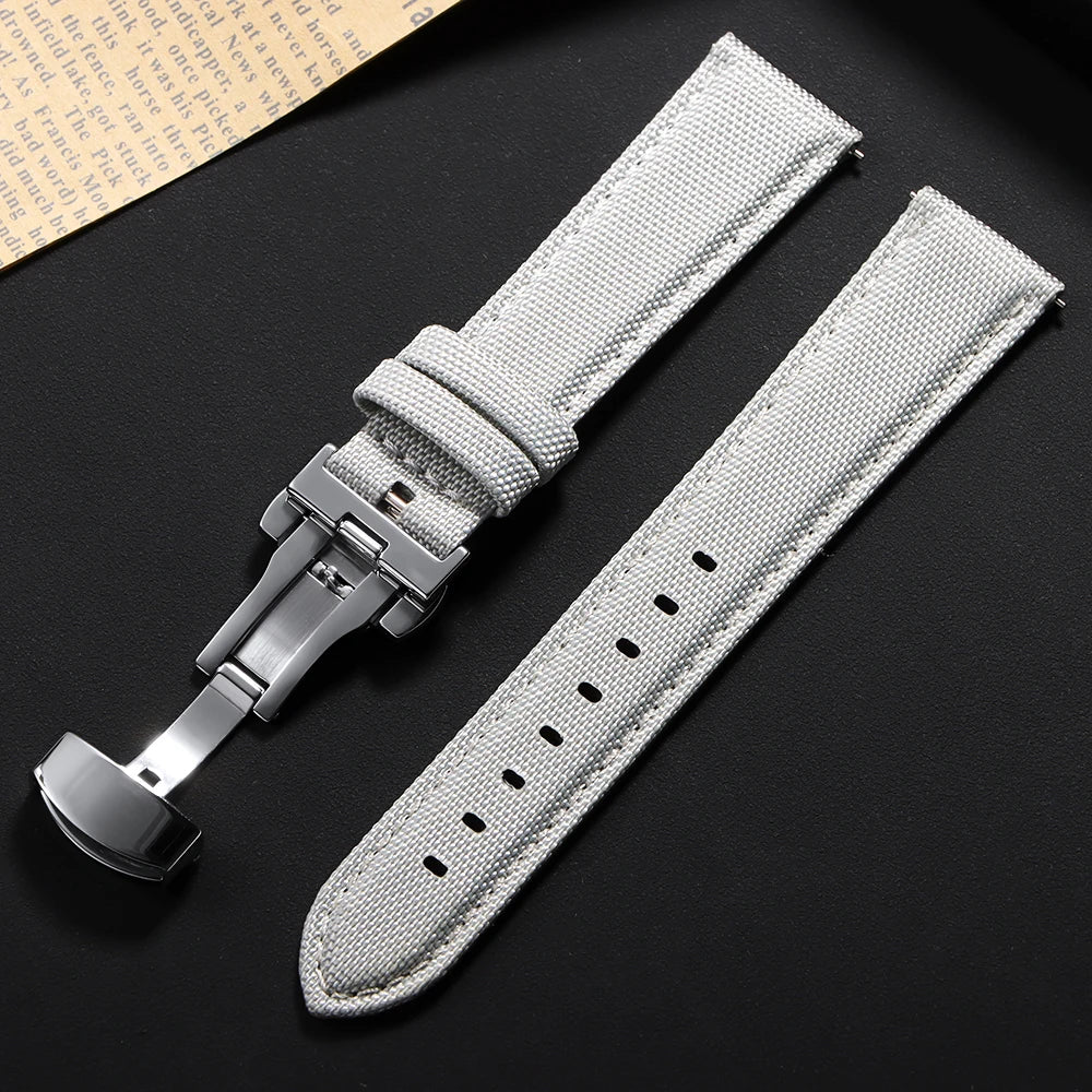 20mm 22mm Watch Strap for Omega Two-Sided Nylon Cowhide Watchband for Rolex Band Sport Wristband Quick Release Belt Accessories