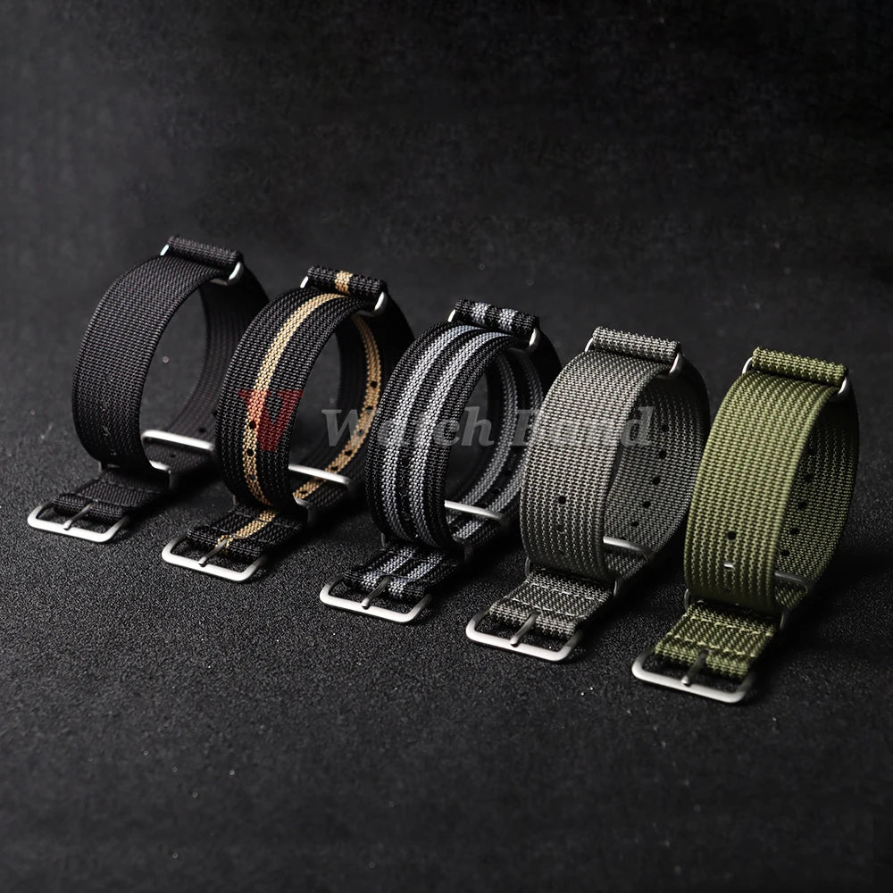 19mm 18mm 20mm 22mm Nylon Watch Strap Brown Green Band Military Casual Watchband for Seiko Army Sport Bracelet Replacement Belts