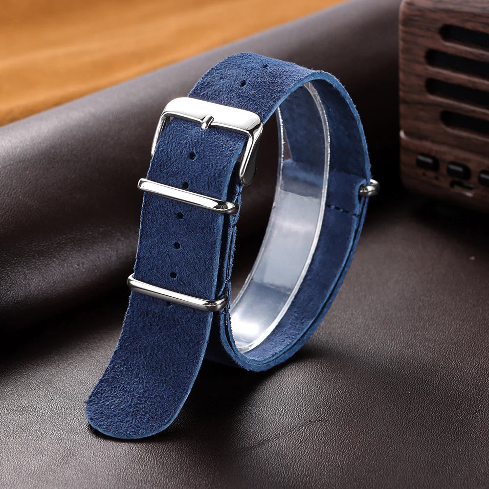 20mm 22mm Wrist Bracelet for Seiko Vintage Soft Suede Genuine Cowhide Watchband for Omega Strap for Samsung Galaxy Watch 4/5/6/7