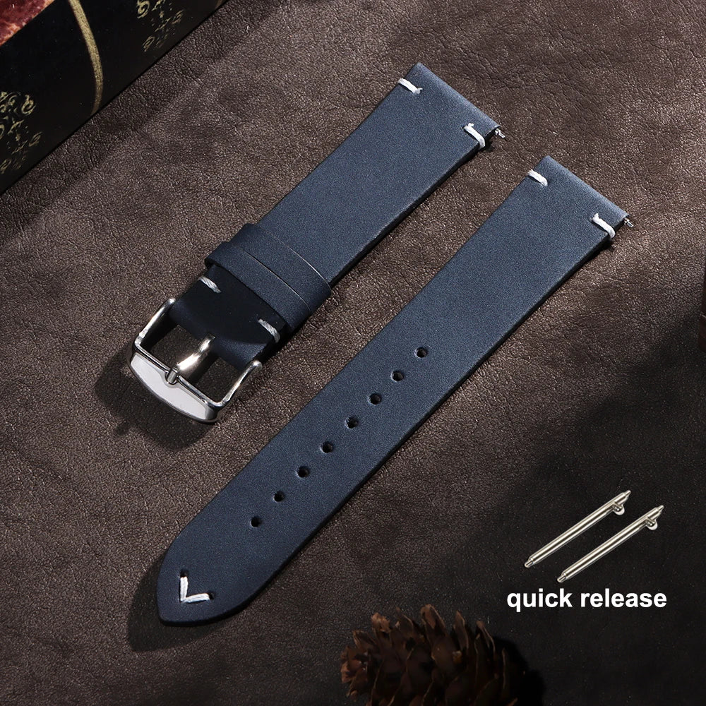 18mm 20mm 22mm Vintage Watchband Handmade Stitching Strap for Omega for Seiko Smartwatch Replacement Wristband Men Accessories