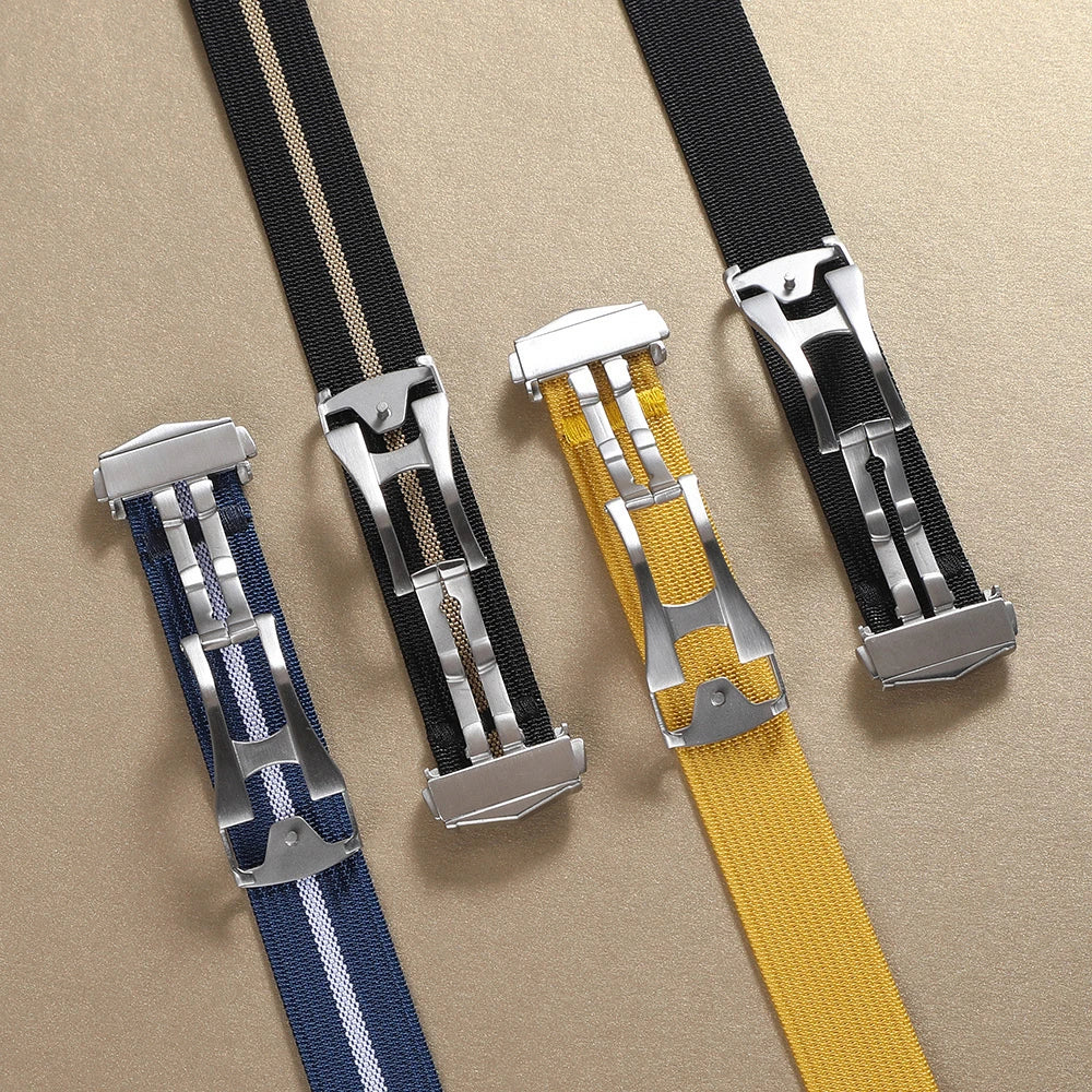 Premium Ribbed 20mm 22mm Watch Band Deployant Clasp Nylon Watch Strap for Omega Folding Buckle Watchband Sport Wristband For Men