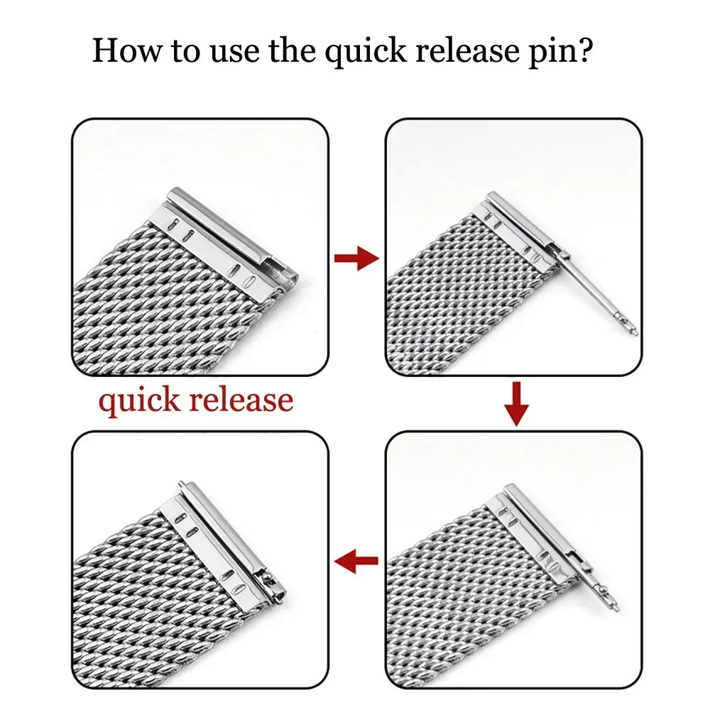 Quick Release Watch Band for DW Stainless Steel Bands for Seiko 1.0mesh Milanese Strap Universal  Wristbelt 18mm 20mm 22mm 24mm