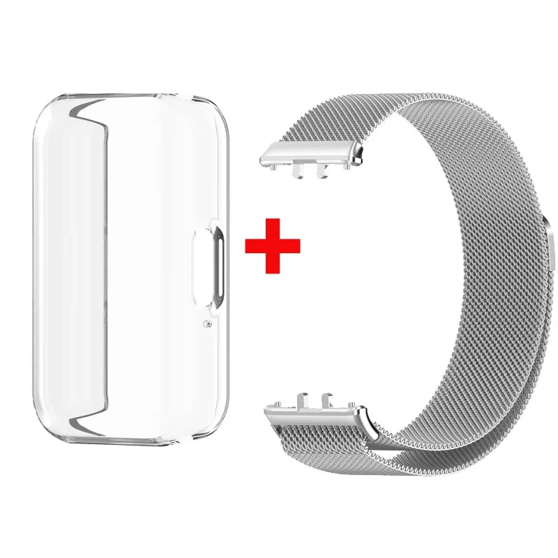 Case+Milanese Strap For Samsung Galaxy Fit 3 Full Protector Cover Band For Samsung Galaxy Fit 3 SM-R390 Magnetic Watchband