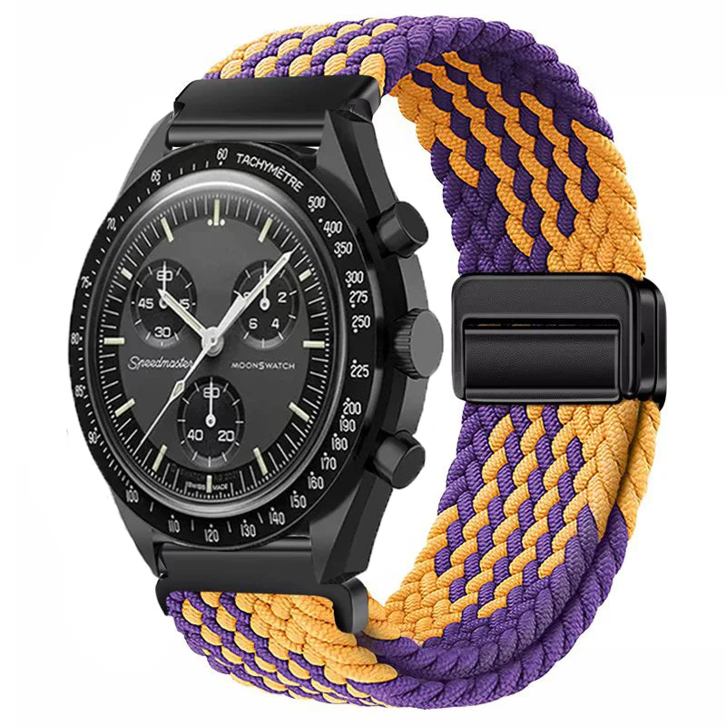 Nylon Loop Strap For Omega X Joint MoonSwatch Magnetic Weave Bracelet 20mm For Amazfit Active 2 GTR 42mm Samsung Gear S2 Classic
