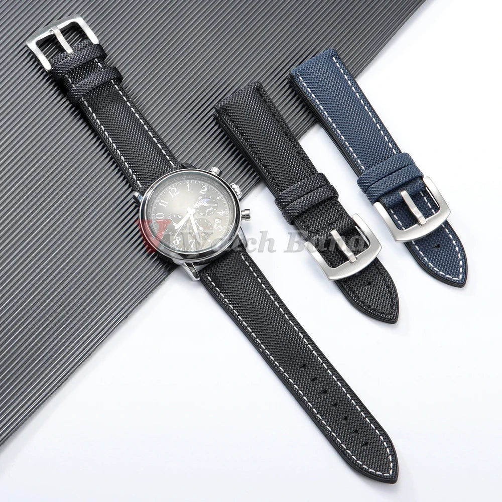 Carbon Fiber Nylon Plaid Silicone Strap 20mm 22mm 24mm for IWC for Casio for Seiko for Omega Rubber Watchband Universal Bracelet