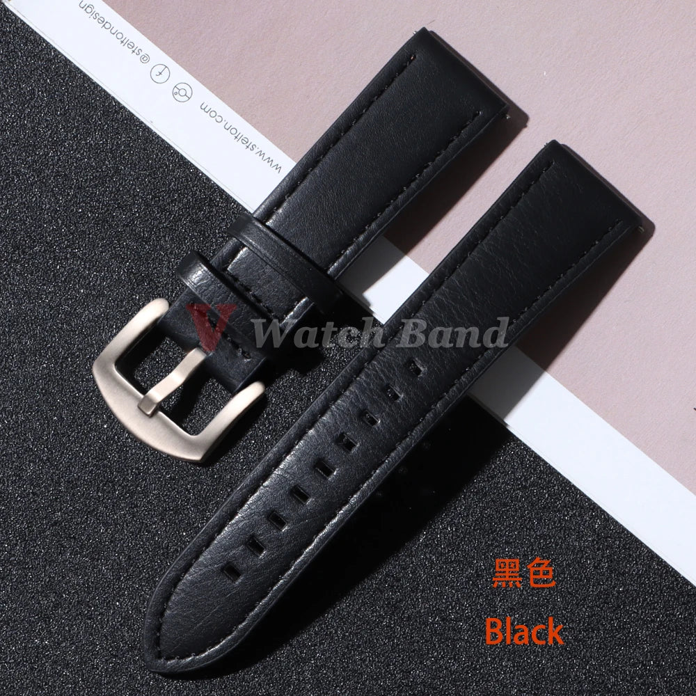 20mm 22mm Leather Strap for Samsung Galaxy Watch 6 5 4 40mm 44mm Gear Band Vintage Bracelet for Xiaomi Redmi Watch 3 Lite/Active