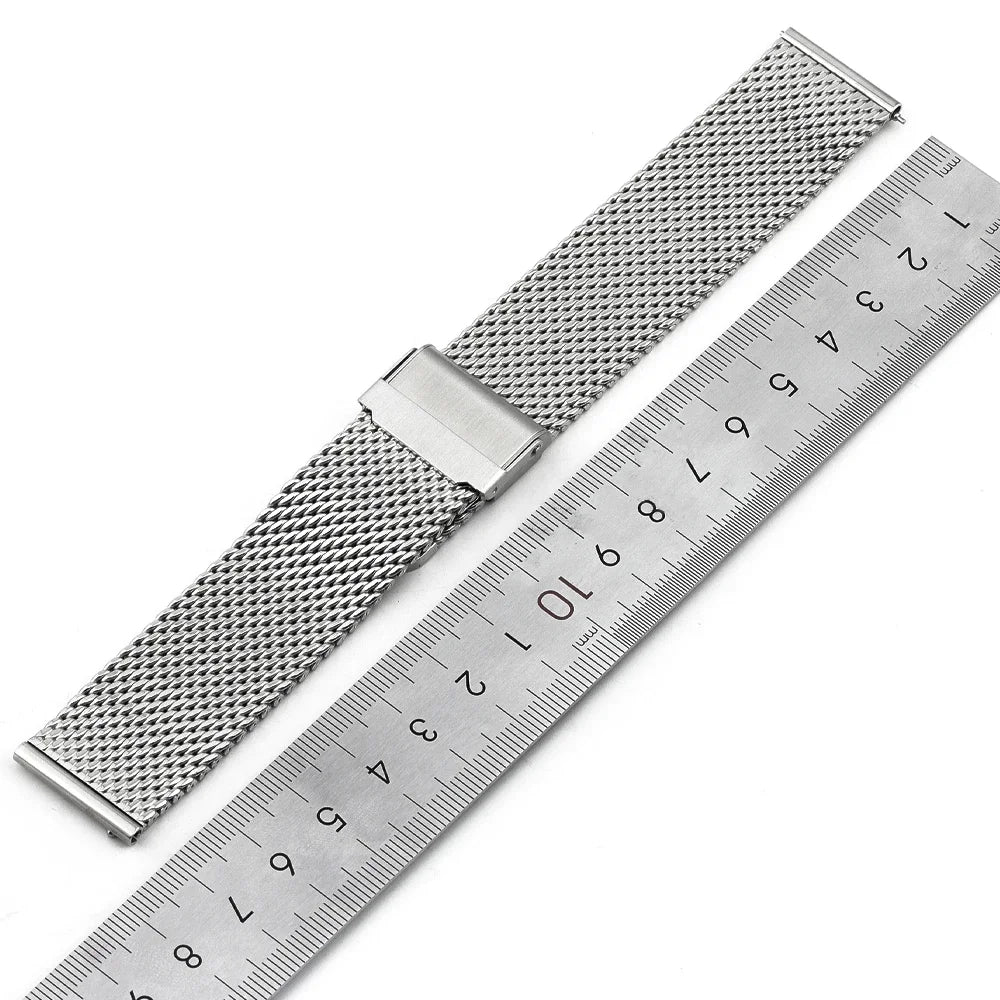 1.0mm Milanese Mesh Wrist Band18mm 20mm 22mm 24mm Watch Band Quick Release Stainless Steel Strap 3.0mm Thick Heavy Bracelet