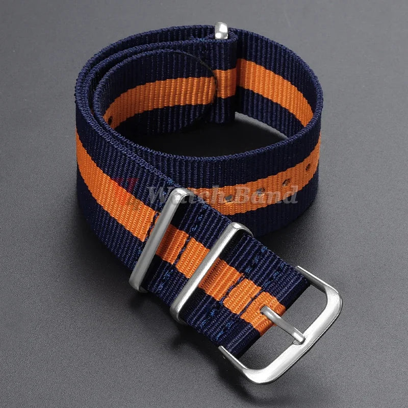18 20 22mm Strap Nylon Watch Band Military Striped Watchband Replacement Women Men Army Casual Sport Wrist Bracelet