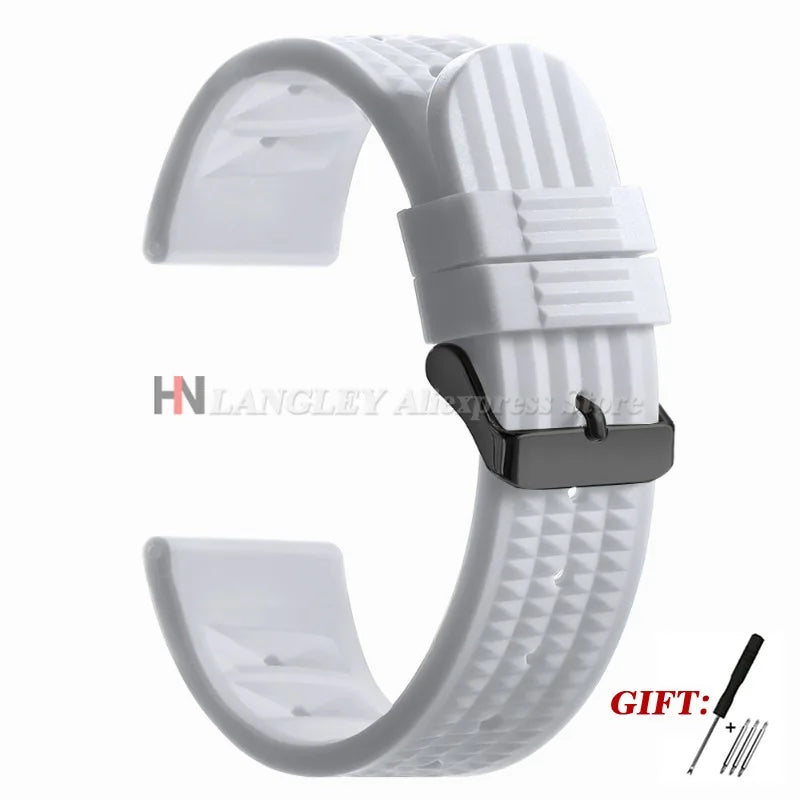 Soft Rubber Waffle Watch Band 20mm 22mm for Seiko for Rolex Water Ghost Sport Silicone Wristband Men's Replacement Strap Premium