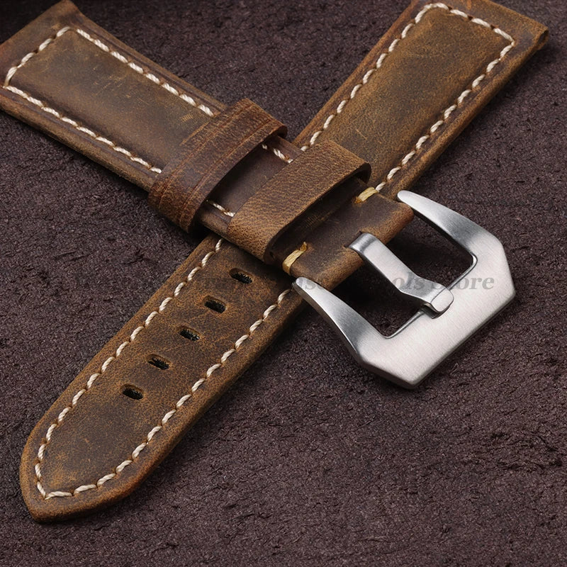 Vintage Genuine Leather Watch Bands for Panerai for Seiko for Omega Cowhide Bracelet Men's Women Accessories 20mm 22mm 24mm 26mm