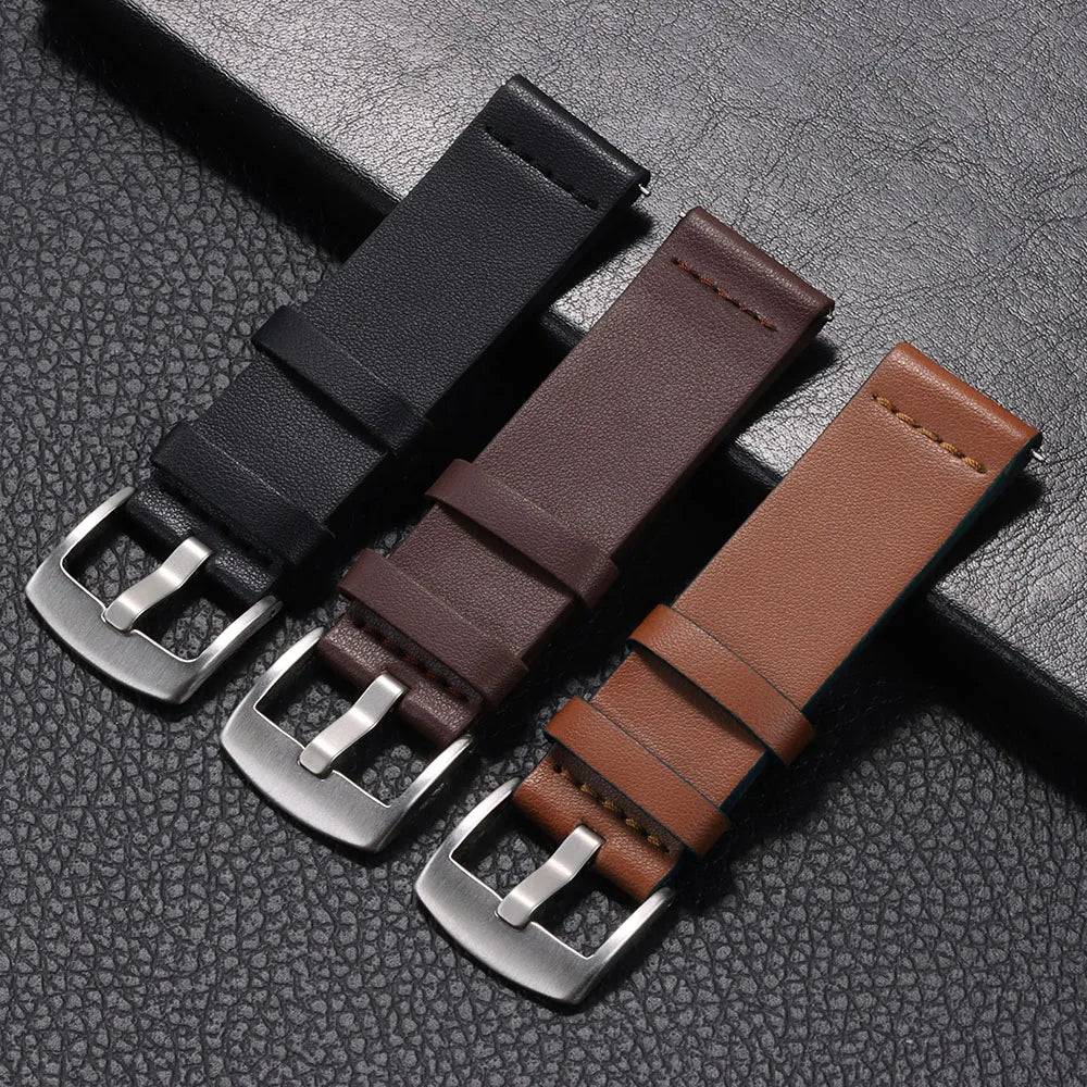 Strap for Samsung Galaxy Watch 6 5 4 45 40 44 42 46mm Universal Wrist Strap Genuine Leather Watchband 18mm 20mm 22mm 24mm