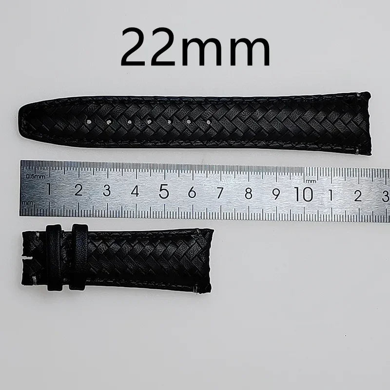 Watch Band for IWC Pilot Series Curved End Woven Leather Watchband for Omega Genuine Cowhide Bracelet 20mm 22mm