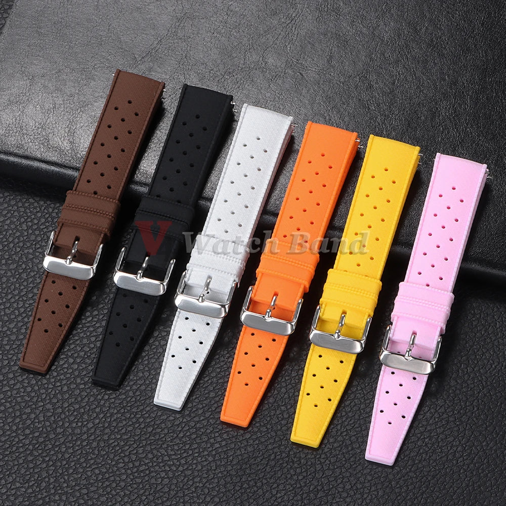 Premium Grade Tropical Rubber Watchband Strap 18mm 20mm 22mm  for Seiko SRP7J1 Watch Bands for Omega for Rolex Diving Waterproof