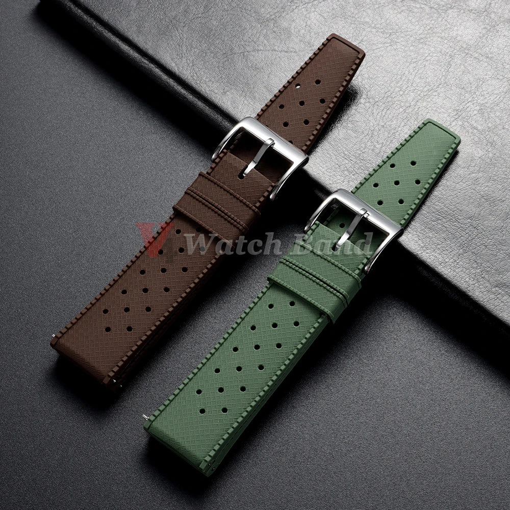Quick Release Tropical Rubber Watch Strap 18mm 20mm 22mm for Seiko for Omega for Rolex Perfect Fit Flat End Universal Watchbands