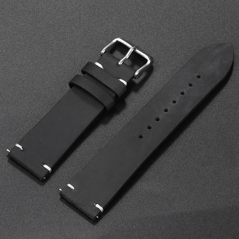 Stitching Cowhide Strap for Omega for Seiko 18/19/20/21/22/24mm Wrist Bracelet Vintage Brown Leather Watch Band Butterfly Buckle