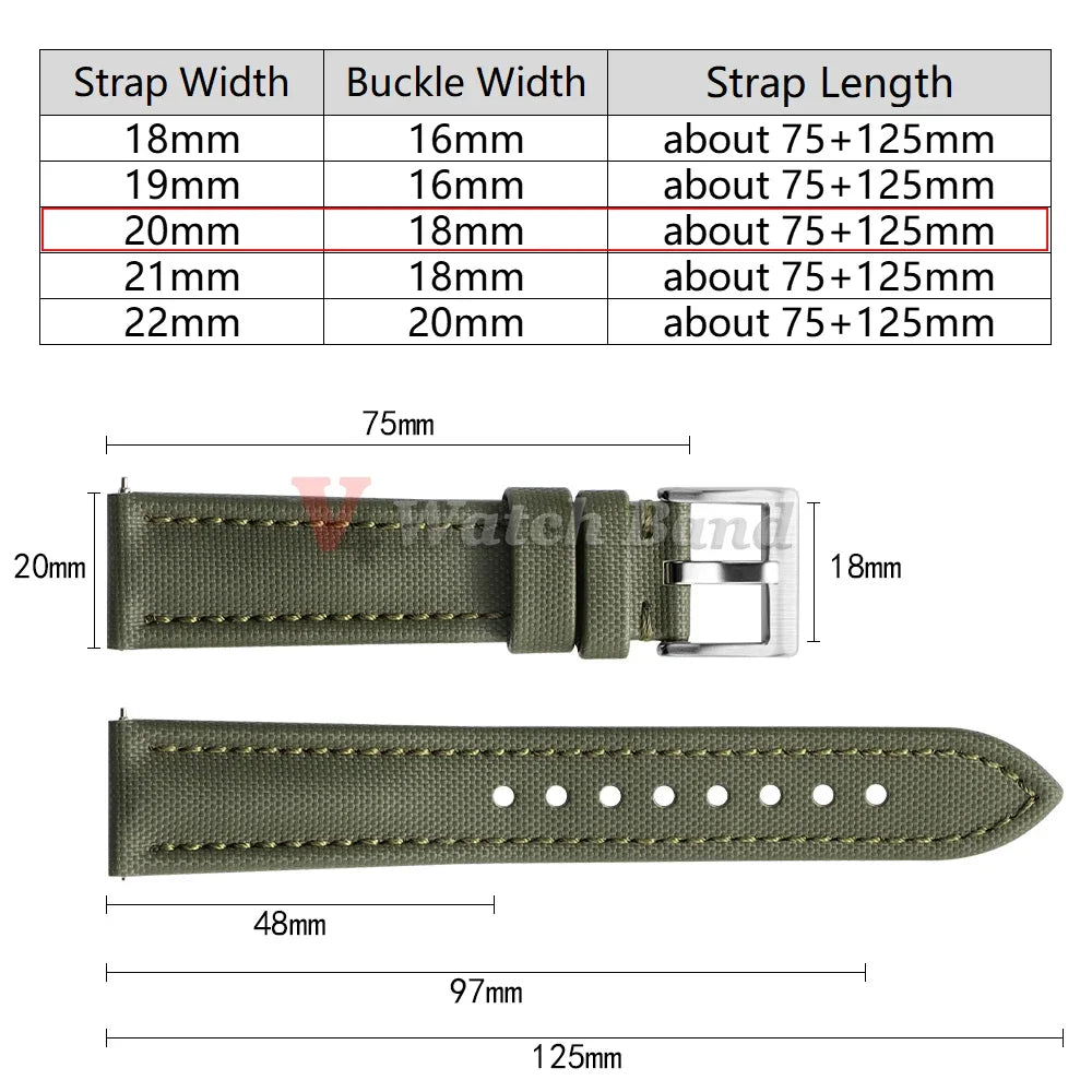Premium Sailcloth Strap 18mm 19mm 21mm for Omega for Rolex Watch Band Durable Nylon Bracelet 20mm 22mm Quick Release Wristbelt