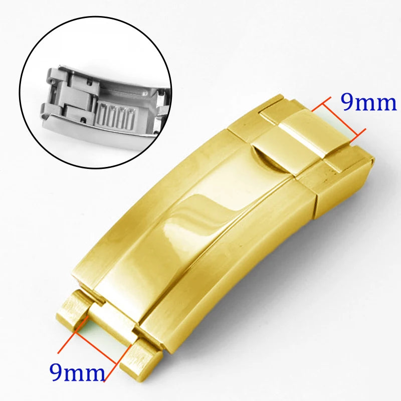 Watch Band Clasp 9x9mm for Rolex Stainless Steel Fine-tuning Pull Button Watch Buckle for DAYTONA SUBMARINER GMT Yacht-Master
