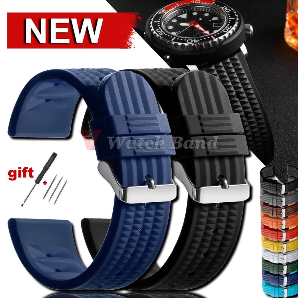 Rubber Strap 20mm 22mm for Omega for Rolex Bracelet Universal Men Diver Silicone Waterproof Sport for Seiko 5 SKX007 Watchband