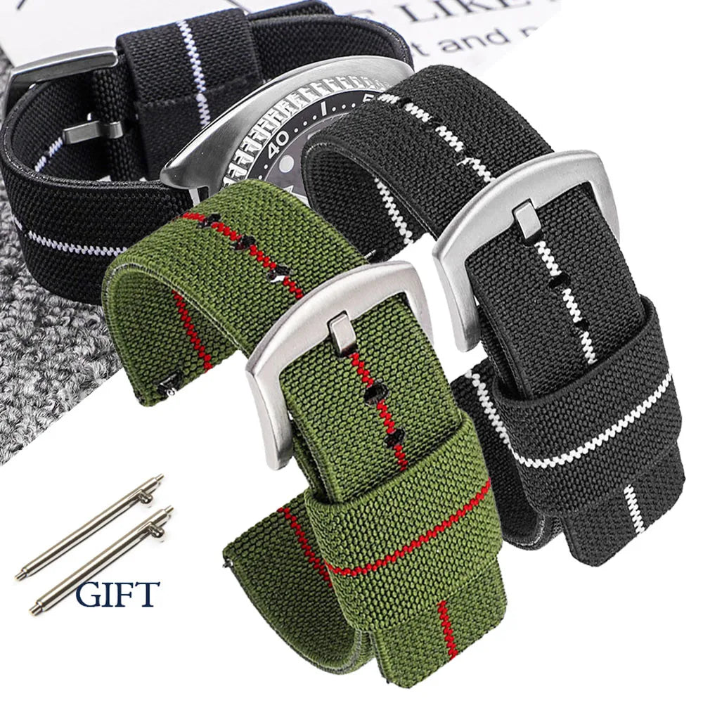 Elastic Strap for Seiko SKX007 Nylon Watch Band for Rolex for Tudor Military 18/20/22/24mm Wristband Military Quick Release Belt