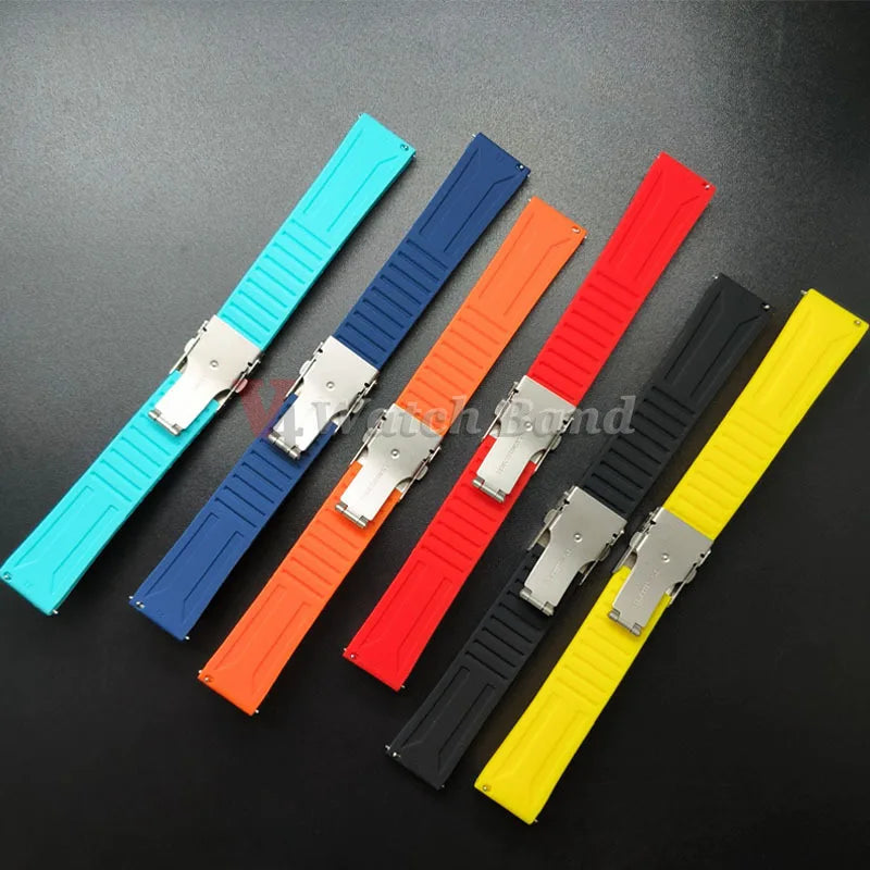 Silicone Watch Band Universal Quick Release Extended Adjust Bracelet 20/22/24mm Sports Watch Strap for Omega Watchband for Rolex