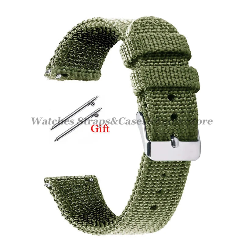 18mm 20mm 22mm 24mm Nylon Canvas Watchband Woven Soft Universal Bracelet for Seiko for Huawei Watch Men Women Quick Release Band