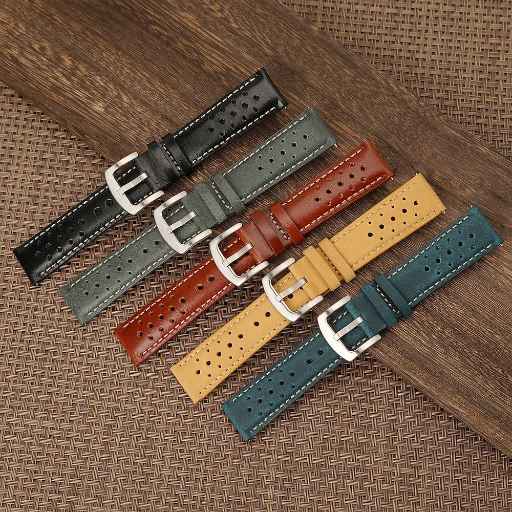 18mm 19mm 20mm 22mm Vintage Leather Watch Straps for Samsung Galaxy Watch 7/6/5 Bracelet for Seiko Quick Release Men Accessories