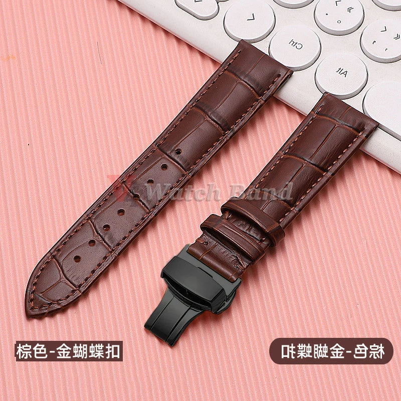 Quick Release Leather Watchband for Omega Business Watch Band for Seiko Butterfly 24mm 22mm 20mm 18mm Buckle Black Brown Strap