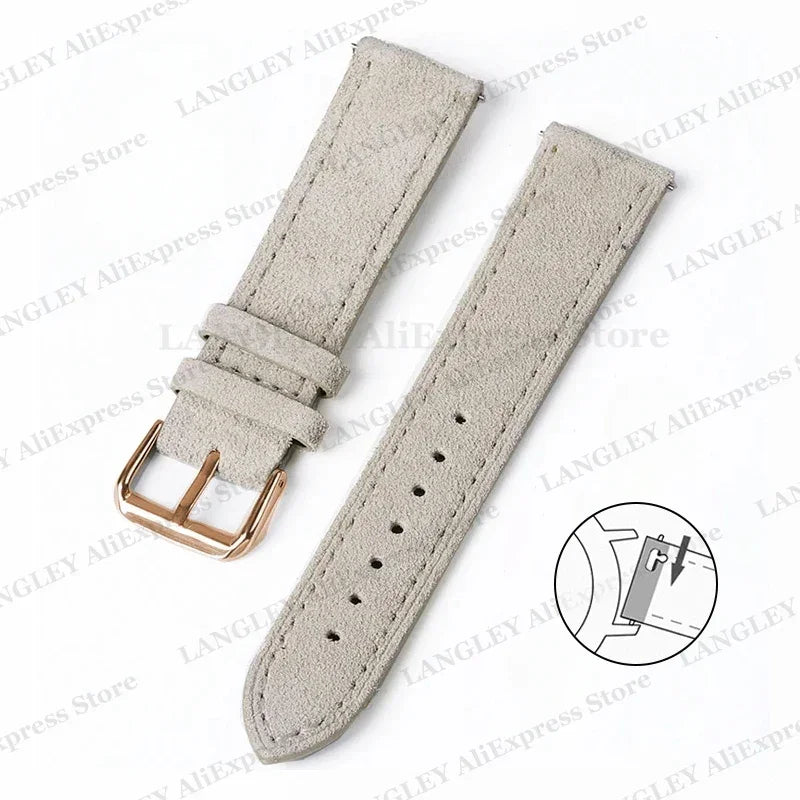 18mm 20mm 22mm Vintage Suede Leather Watchband for Samsung Galaxy Watch 5 4 3 45mm 40mm Cowhide Stitching Quick Release Bracelet