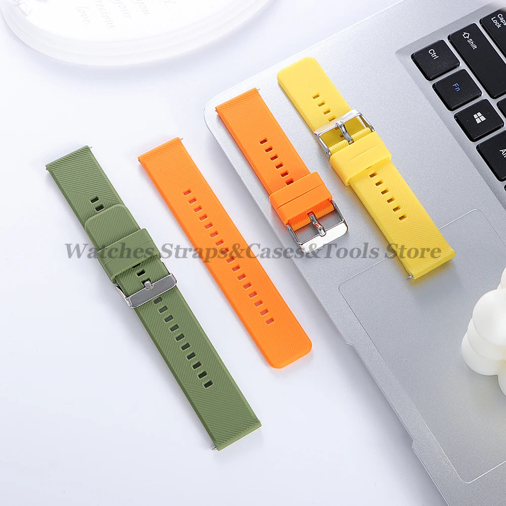 Soft Silicone Watchband Strap 18mm 19mm 20mm 21mm 22mm for Omega for Seiko Quick Release for Smartwatch Men's Universal Bracelet