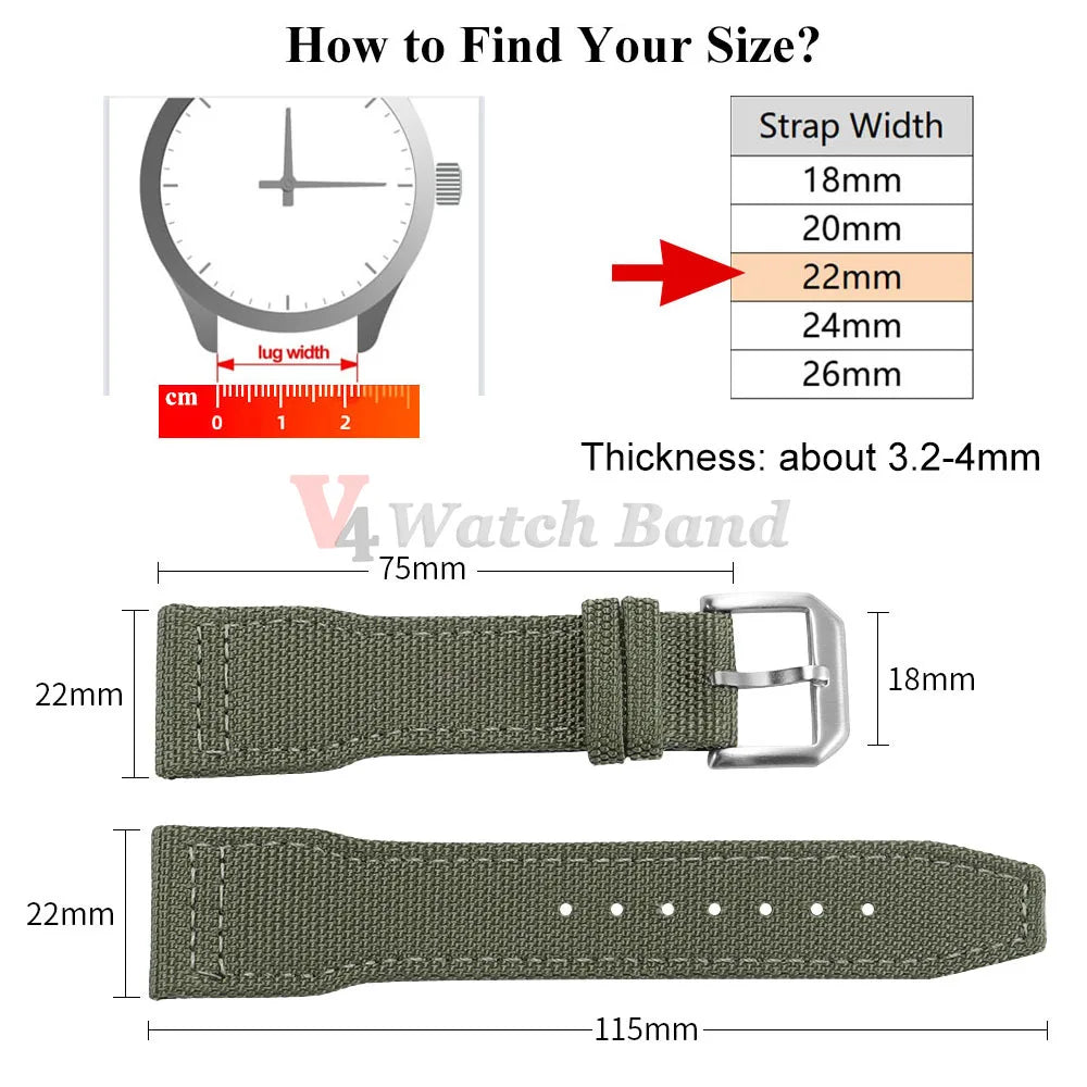 20mm 21mm 22mm Nylon Canvas Watch Strap for IWC Pilot Strap Men Sport Green Sailcloth Watch Straps Replacement Watch Bracelet