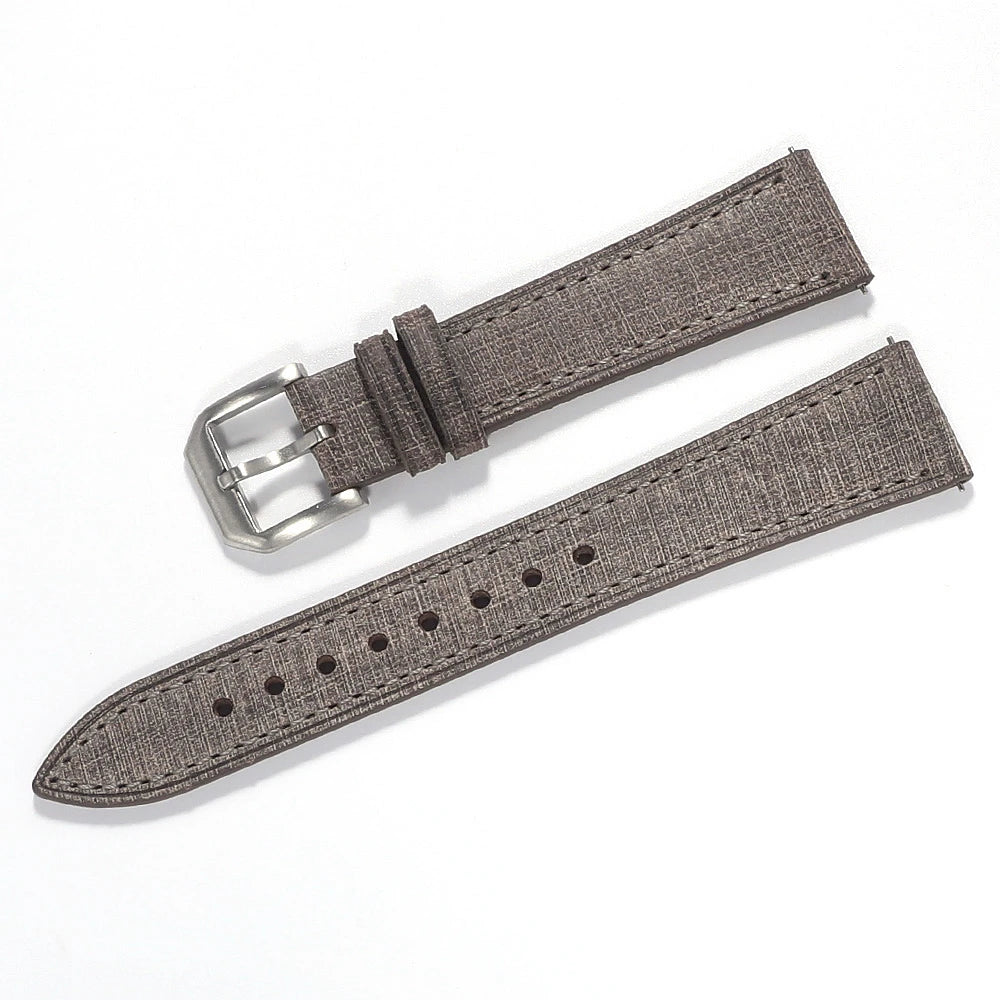 20mm 22mm Italian Leather Watch Strap Premium Handcrafted Linen Texture Tanned Babele Watchband Quick Release Retro Wristband