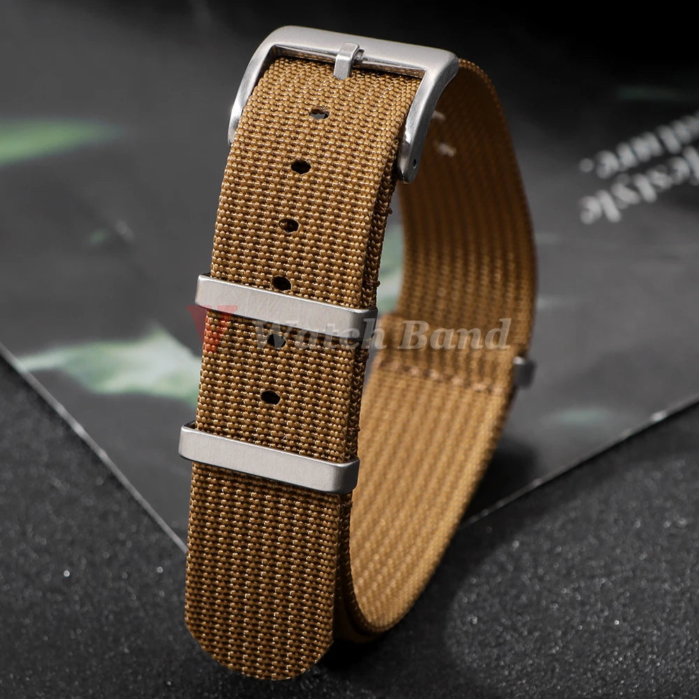 Ribbed Nylon Watch Band  for Seiko 18mm 20mm 22mm Comfortable Watch Straps Loop Military Washable Blet for Rolex Men Watchbands