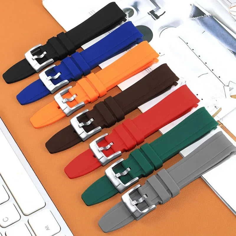 20mm Curved Rubber Watch Strap for Omega for Swatch for Moonswatch Soft Waterproof Sport Wrist Bracelet Women Men Accessories
