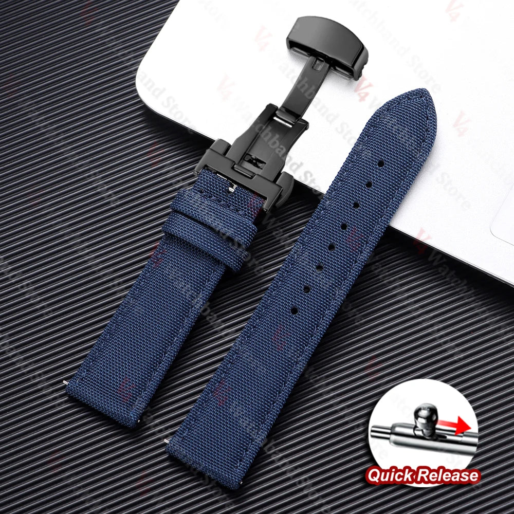 Sailcloth Strap 20mm 22mm for Rolex Nylon Watch Band for Seiko Men Sport Business Quick Release Green Butterfly Buckle Wristband