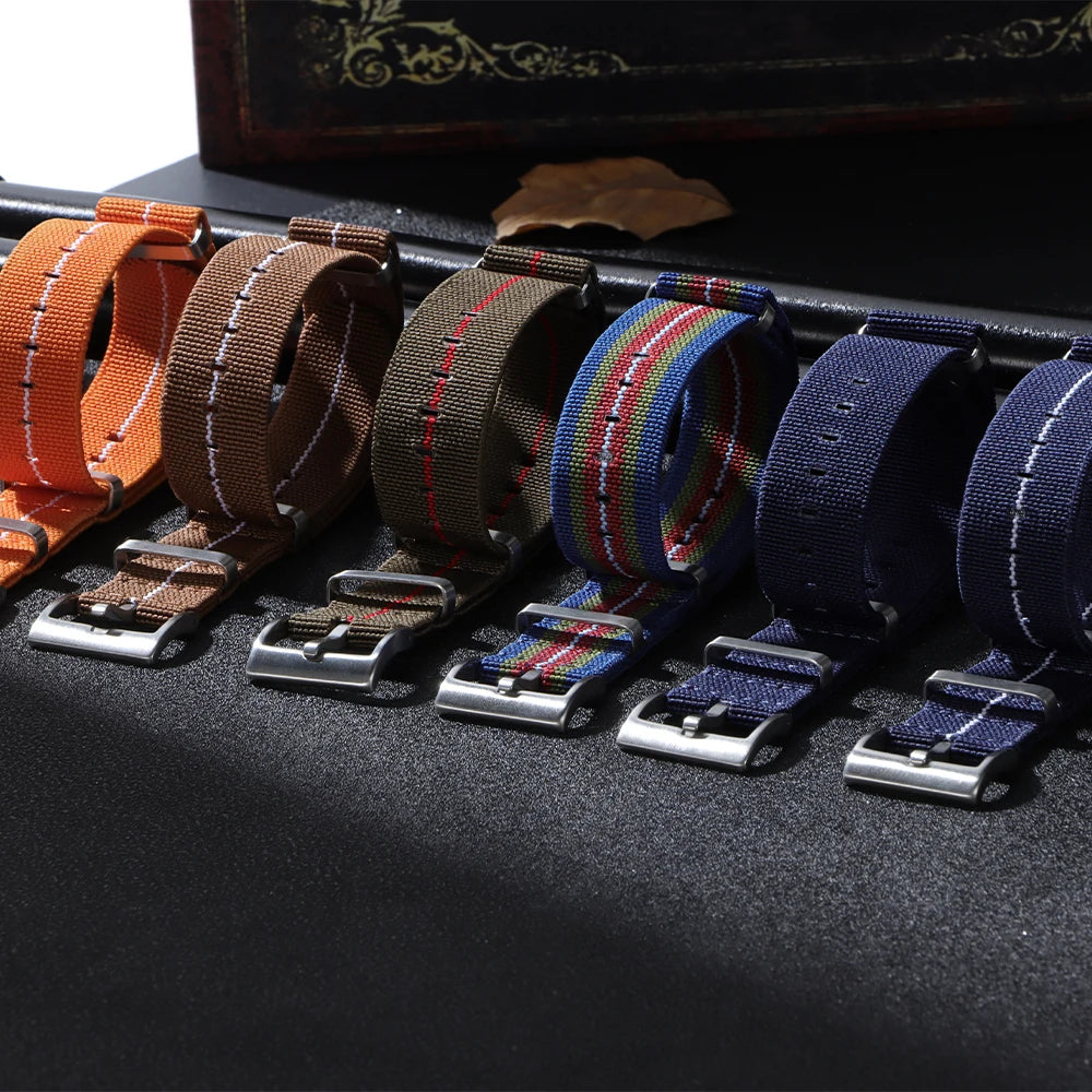 18mm 20mm 22mm Elastic Nylon Watch Strap for Seiko Army Sport Bracelet Replacement Brown Green Band Military Casual Watchband