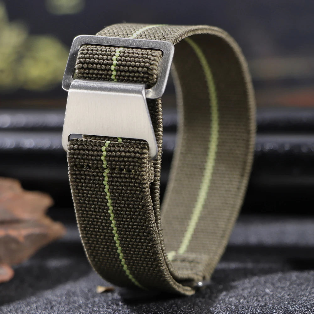 18/20/22mm Nylon Watchband for Seiko Army Military Woven Elastic Strap for French Troops Parachute Bag Universal Men Sport Band