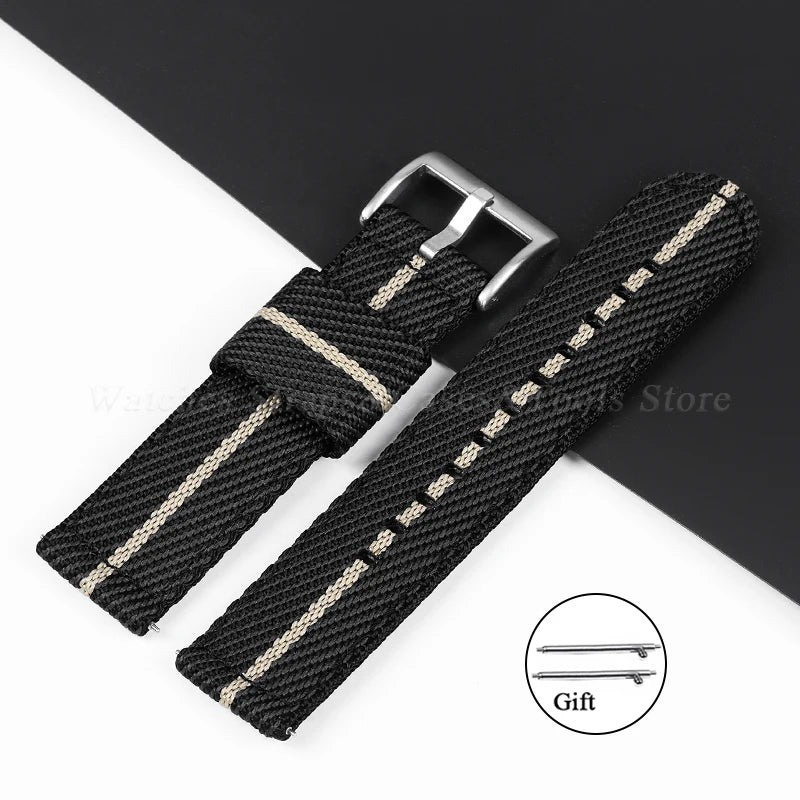 20mm 22mm Nylon Watch Strap Thicken Watchband Fabric for Military Wristband for Tudor for Seiko Canvas Replacement Watch Straps