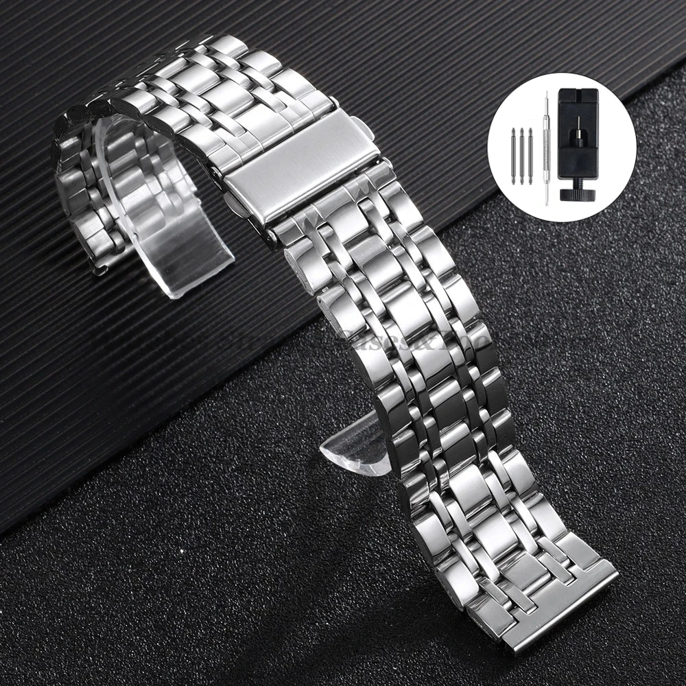 20mm 22mm Stainless Steel Watch Band for Seiko for Rolex Folding Buckle Men Women Bracelet Replacement Smartwatch Accessories