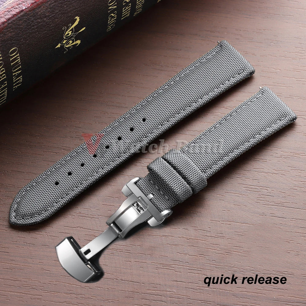 Quick Release Nylon Watchband Sailcloth Watch Strap 20mm 22mm for Omega for Seiko Business Butterfly Buckle for Tudor Men Women