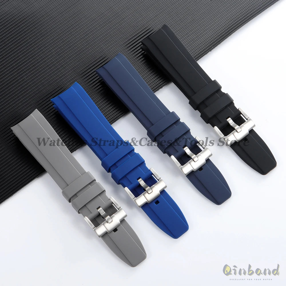 20mm 22mm Rubber Strap High Quality Curved End Silicone Watch Band for Swatch for Omega for Moonswatch for Rolex Waterproof Belt